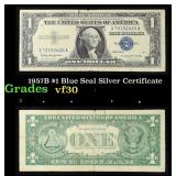1957B $1 Blue Seal Silver Certificate Grades vf++