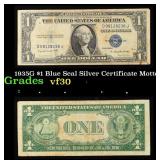 1935G $1 Blue Seal Silver Certificate Grades vf++