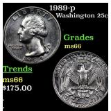 1989-p Washington Quarter 25c Grades GEM+ Unc
