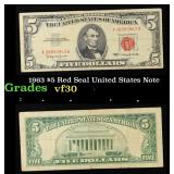 1963 $5 Red Seal United States Note Grades vf++