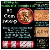 BU Shotgun Lincoln 1c roll, 1959-p 50 pcs Dunbar W