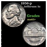 1956-p Jefferson Nickel 5c Grades GEM+ Unc