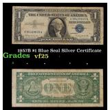 1957B $1 Blue Seal Silver Certificate Grades vf+