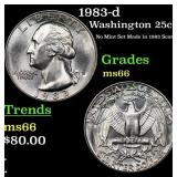 1983-d Washington Quarter 25c Grades GEM+ Unc