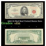 1963 $5 Red Seal United States Note Grades vf++