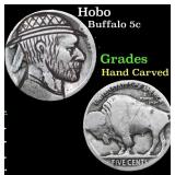 Hobo Buffalo Nickel 5c Grades Hand Carved