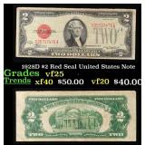 1928D $2 Red Seal United States Note Grades vf+