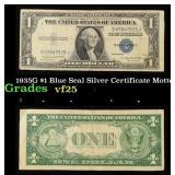1935G $1 Blue Seal Silver Certificate Grades vf+ M