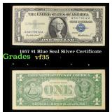 1957 $1 Blue Seal Silver Certificate Grades vf++