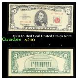 1963 $5 Red Seal United States Note Grades xf