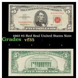 1963 $5 Red Seal United States Note Grades vf++