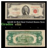 1953B $2 Red Seal United States Note Grades vf+