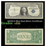 1957B $1 Blue Seal Silver Certificate Grades vf++