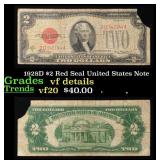 1928D $2 Red Seal United States Note Grades vf det