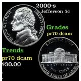 2000-s Proof Jefferson Nickel 5c Grades GEM++ Proo