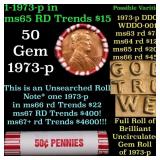 BU Shotgun Lincoln 1c roll, 1973-p 50 pcs Bank Wra