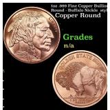 1oz .999 Fine Copper Bullion Round - Buffalo Nickl