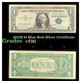 1957B $1 Blue Seal Silver Certificate Grades vf++