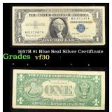 1957B $1 Blue Seal Silver Certificate Grades vf++