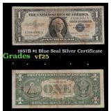 1957B $1 Blue Seal Silver Certificate Grades vf+