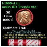 BU Shotgun Lincoln 1c roll, 1960-d 50 pcs Dunbar W