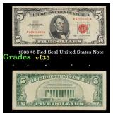 1963 $5 Red Seal United States Note Grades vf++