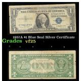 1957A $1 Blue Seal Silver Certificate Grades vf+