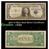 1957 $1 Blue Seal Silver Certificate Grades vf++