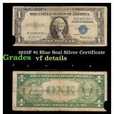 1935F $1 Blue Seal Silver Certificate Grades vf de