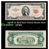 1953B $2 Red Seal United States Note Grades xf+