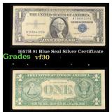 1957B $1 Blue Seal Silver Certificate Grades vf++