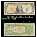 1957 $1 Blue Seal Silver Certificate Grades vf+
