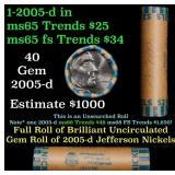 BU Shotgun Jefferson 5c roll, 2005-d Ocean 40 pcs