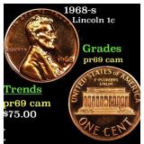 1968-s Proof Lincoln Cent 1c Grades GEM++ Proof Ca