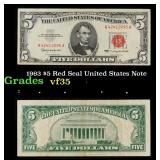 1963 $5 Red Seal United States Note Grades vf++