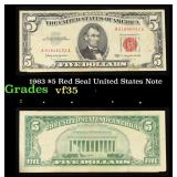 1963 $5 Red Seal United States Note Grades vf++