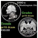 1990-s Proof Washington Quarter 25c Grades GEM++ P