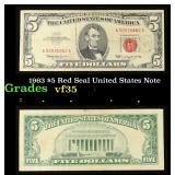1963 $5 Red Seal United States Note Grades vf++