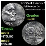 2005-d Bison Jefferson Nickel Westward Journey Nea