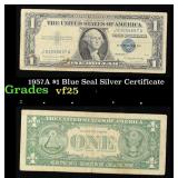 1957A $1 Blue Seal Silver Certificate Grades vf+
