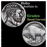 Hobo Buffalo Nickel 5c Grades Hand Carved