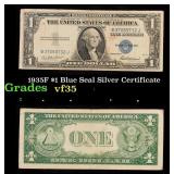 1935F $1 Blue Seal Silver Certificate Grades vf++