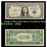 1935G $1 Blue Seal Silver Certificate Grades vf++