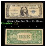 1935A $1 Blue Seal Silver Certificate Grades f+