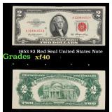 1953 $2 Red Seal United States Note Grades xf