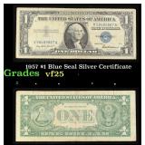 1957 $1 Blue Seal Silver Certificate Grades vf+
