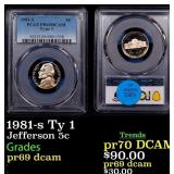 PCGS 1981-s Ty 1 Proof Jefferson Nickel 5c pr69 dc