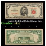 1963 $5 Red Seal United States Note Grades vf++