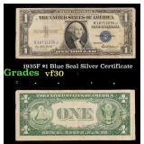 1935F $1 Blue Seal Silver Certificate Grades vf++