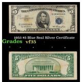 1953 $5 Blue Seal Silver Certificate Grades vf++